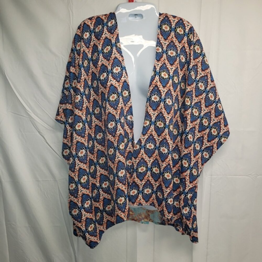 Umgee Floral two-patterned oversized lightweight Boho Blouse Shirt Cover-up NWOT